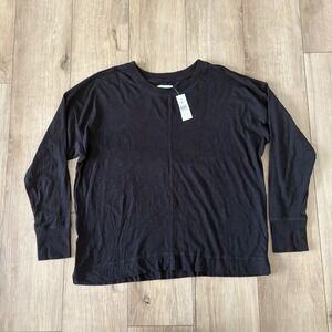 NWT Lou & Grey Women's Lightweight Sweater Size Large Black Long Sleeve Pullover